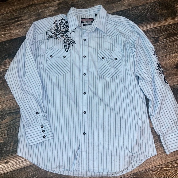 Panhandle Slim Brooks & Dunn Snap Cowboy Western Embroidery Men’s XL Long-sleeve - Picture 1 of 6